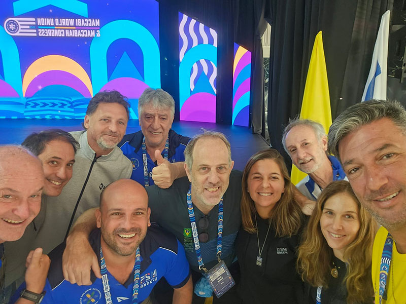 KOL-June-25-BR-photo-2 David Bobrow, centre at the Maccabi World Union & Maccabiah Congress, March 2025 - Israel
