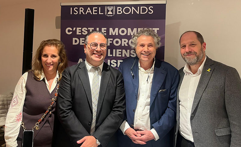 From left: Elizabeth and Jonathan from Israel Bonds, Gilles-William Goldnadel, and Ari Assayag from ACCIL, following a successful and engaging evening.