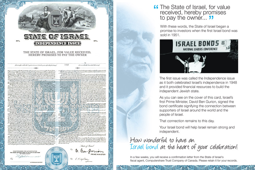 Israel Bonds Vintage Certificate Blue
